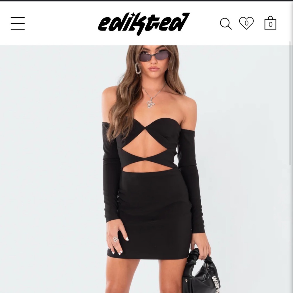 Edikted Black Cut Out Mini Dress